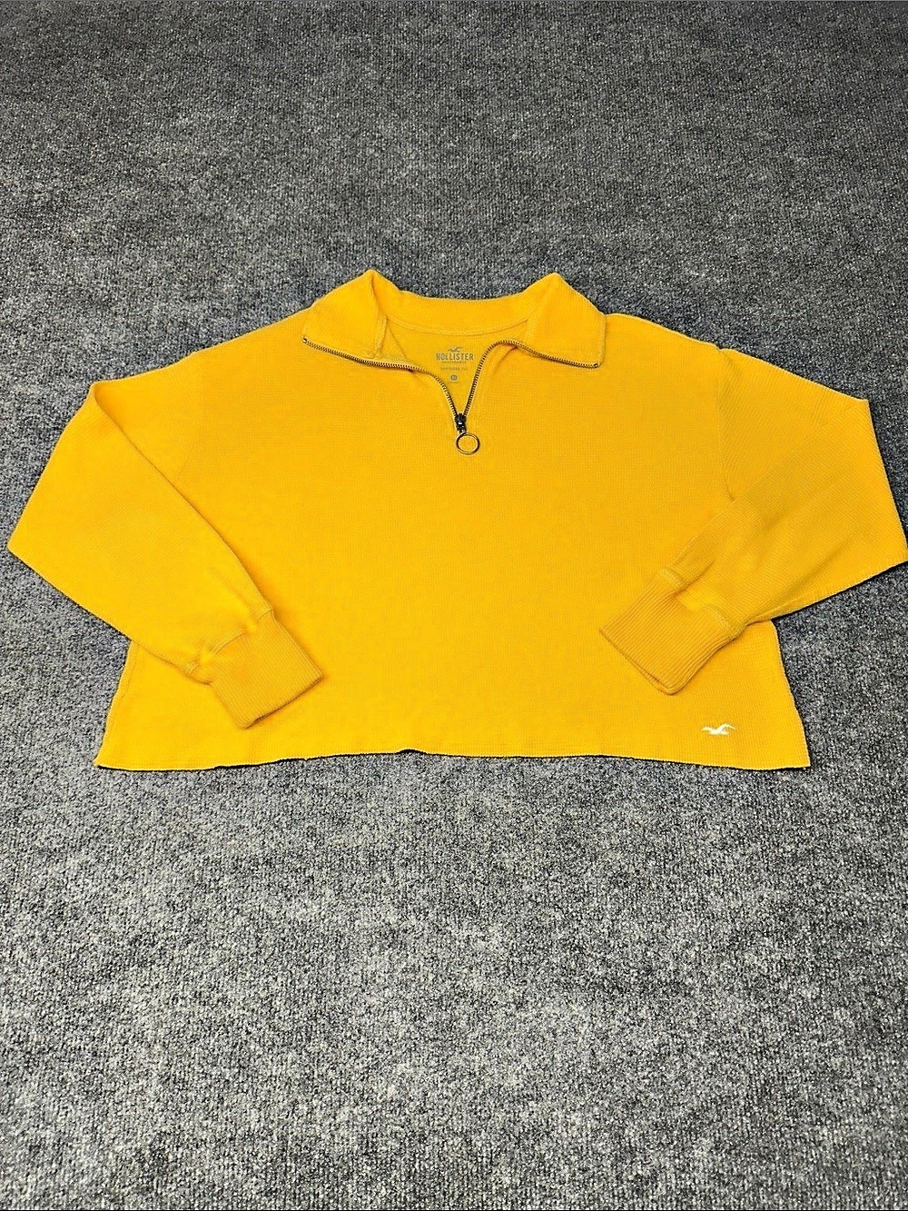 Hollister Sanderson Tee Quarter Zip Yellow Size XSmall